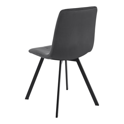 Eetkamerstoel – Stoel – Kuipstoel – Zithoek – Eettafelstoel – Set van 4 – Donkergrijze Polyester Bekleding – Stevig Metalen Schuine Poten