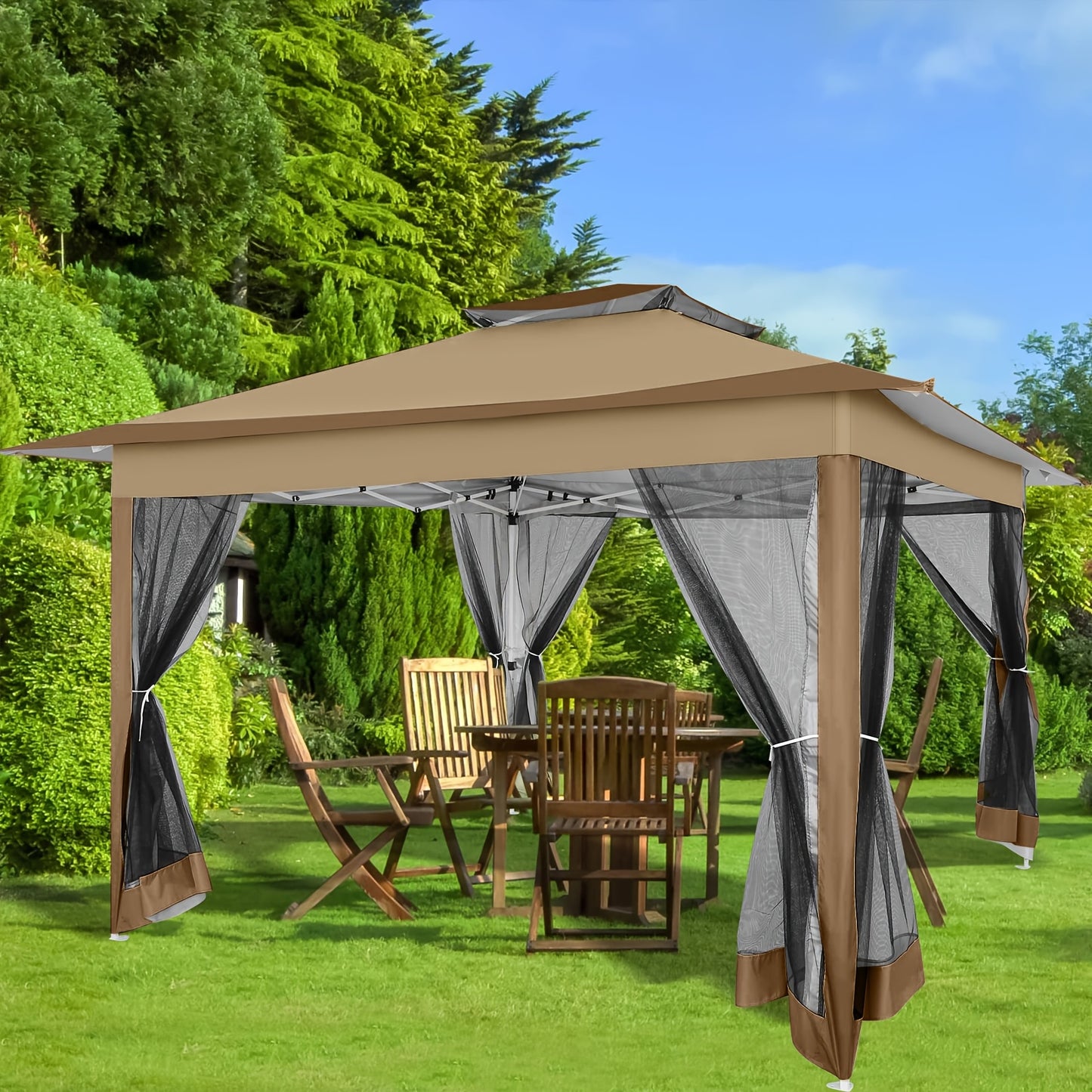 Partytent – Tuintent – Paviljoen – Feesttent – Bouwtent – Opvouwbaar – 3x3 m – Waterdicht Met Verstelbare Hoogte en Dubbel Ventilatiedak