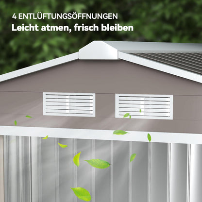 Large 2.13x1.30x1.85m Heavy-Duty Metal Tool Shed with Sliding Doors - Temporary Removable Panel Design, Alloy/Steel Frame & Galvanized Top, Spacious Outdoor Storage for Garden, Workshop, Construction Site - Easy Assembly, Dur