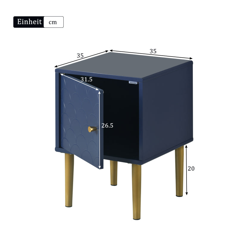 Nachtkastje – Bedkastje – Bijzettafel – Side Table – Navy Blue – Set Van 2 – Stevig Spaanplaat – Ruime Lades 50x35x35 cm