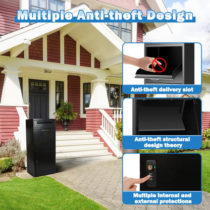Pakketbrievenbus – Pakketbox – Brievenbus – Pakketkast – Bezorgbox – Groot 50x36,5x114 cm – Gecoat Automotive Staal & Combinatieslot Veiligheid