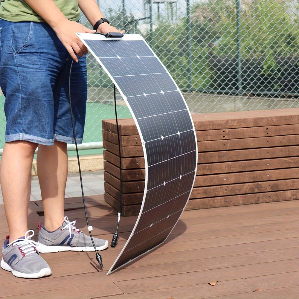 200W Flexible Solar Panel Kit 2X100 Watt 12 Volt Monocrystalline Off-Grid System And 20A Controller Kit PV Battery Charging for Home RV Boat Trailer Outdoor Camping (White Panel)