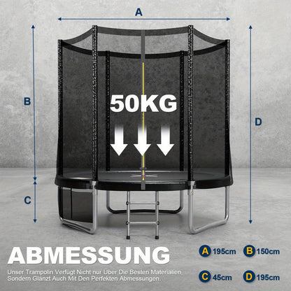 Trampoline Buiten – Tuin Trampoline – Indoor Trampoline – Springkussen – Recreatieve Trampoline – Veiligheidsnet Inclusief – Duurzaam Frame 427 cm