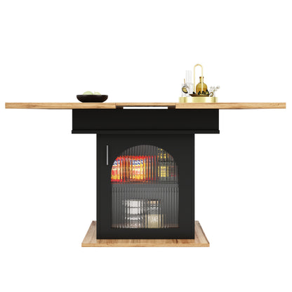 Extendable Dining Table with Extendable Shelf - Space-Saving Modern Kitchen & Dining Table, Converts to, Sturdy Metal Construction, Easy Assembly for Small Spaces, Apartments, Living Room - Black Contemporary Design