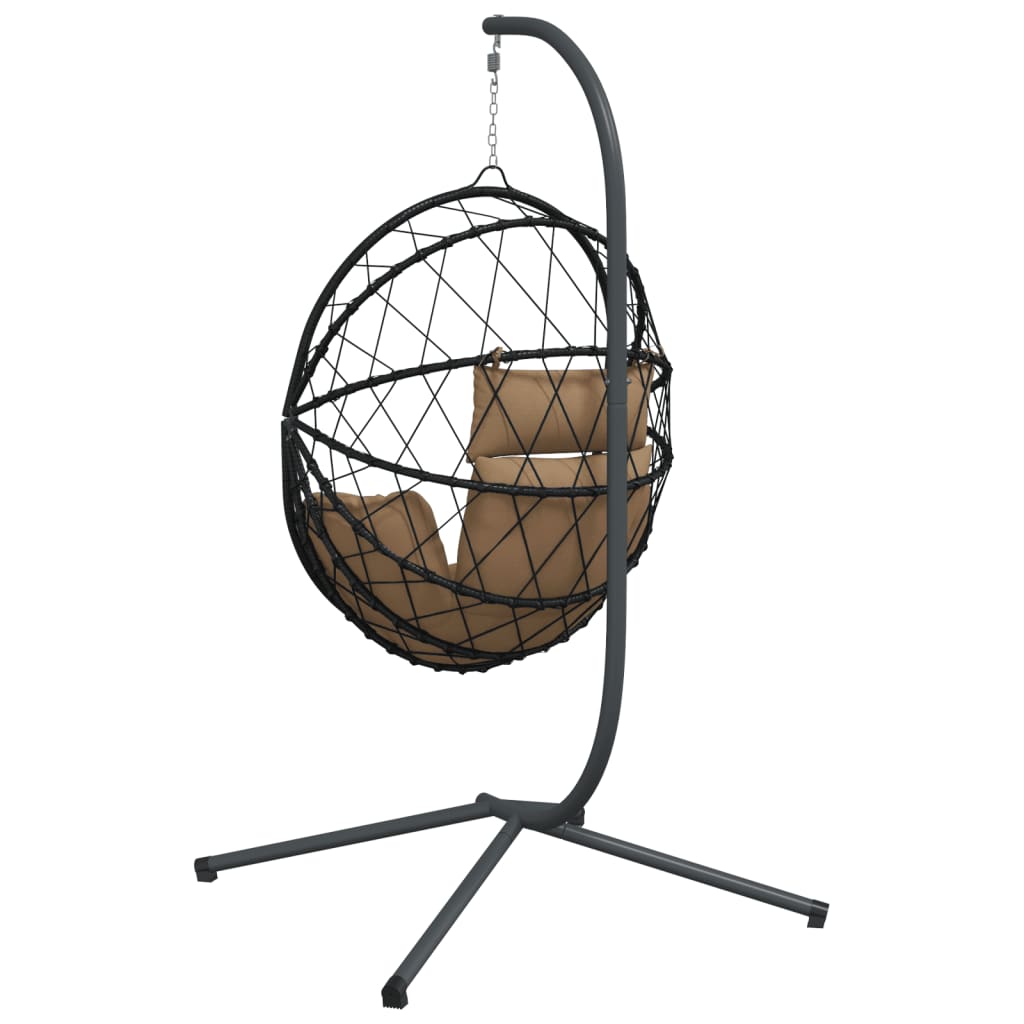 Hangstoel – Hangmand – Schommelstoel – Tuinstoel – Zitzak – Taupe – Rattan & Stalen Frame – Inclusief Afneembaar Kussen