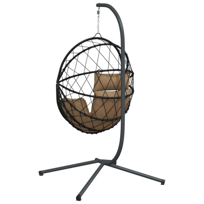 Hangstoel – Hangmand – Schommelstoel – Tuinstoel – Zitzak – Taupe – Rattan & Stalen Frame – Inclusief Afneembaar Kussen
