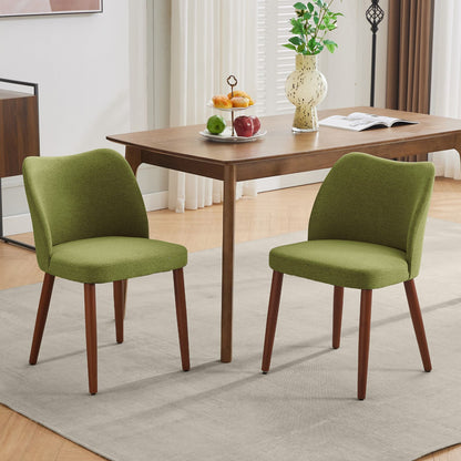 Eetkamerstoelen – Stoelen – Zithoeken – Dining Chairs – Armstoelen – Linnen Bekleding – Dikke Kussens – Houten Poten Met Verstelbare Voeten – Set Van 2 Groen