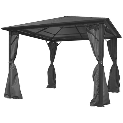 Tuinpaviljoen – Tuinoverkapping – Gazebo – Tuinhuis – Schaduwdoek – 300x300 cm – UV-bestendig Polycarbonaat Dak – Roestvrij Aluminium Frame