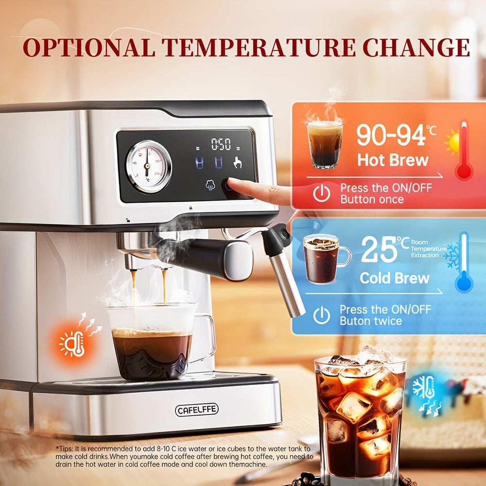 Espressomachine – Koffiezetapparaat – Cappuccinomachine – Latte Macchiatomachine – Melkopschuimer – 3-Speed Temperatuurregeling – 1,5L Afneembaar Waterreservoir