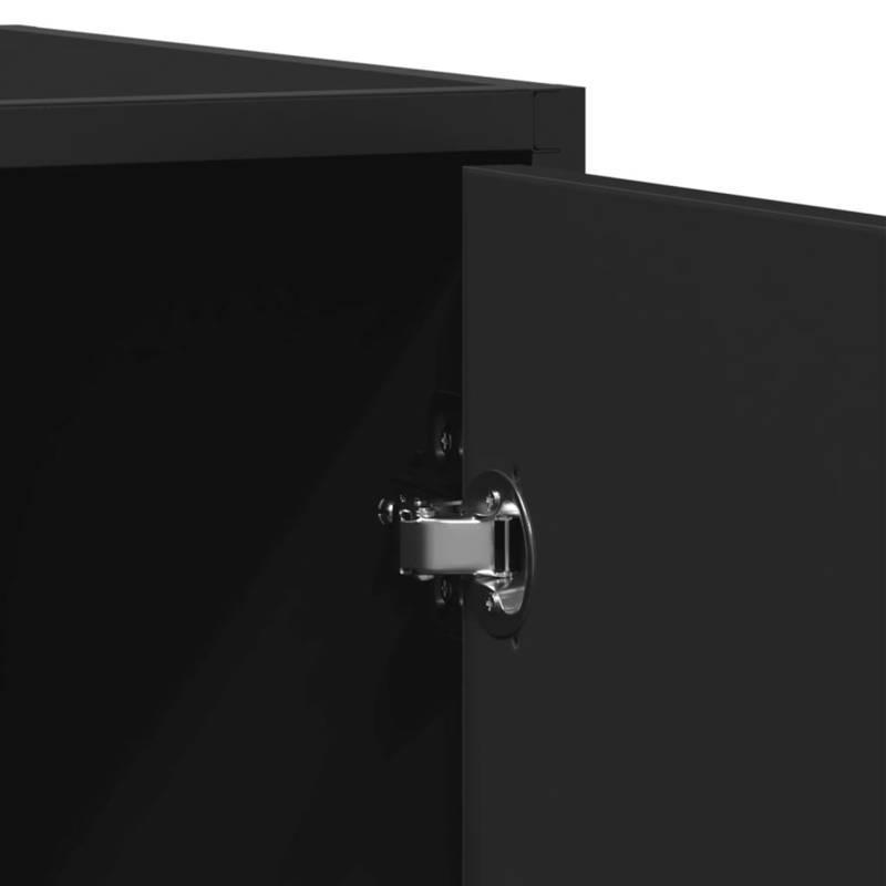 Modern Black Wooden Sideboard Cabinet with Drawers and Shelves - 92x35x76cm, 3 Drawers, 2 Open Shelves, 1 Closed Shelf, Removable Storage Organizer for Living Room or Office, Cabinet Storage, Minimalist Design, Sleek Finish,
