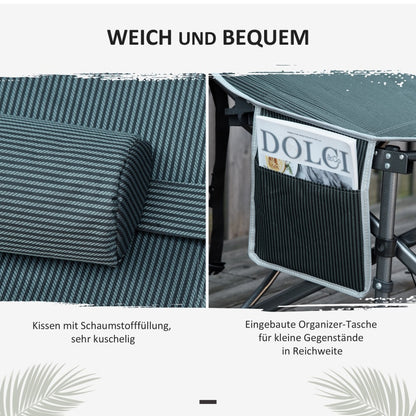 Vouwbare Sun Lounger – Ligstoel – Loungestoel – Tuinstoel – Relaxstoel – Grijs – Verstelbare Rugleuning – Inklapbaar en Compact – Versterkt Stalen Frame – Oxford Stof