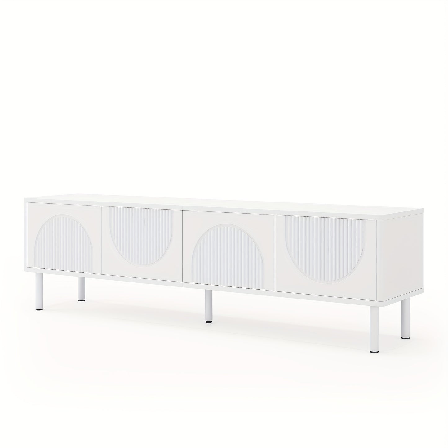 Modern TV Stand Low Profile 180.34cm Wide - Heavy-Duty Metal Construction, Cable Management System, Minimalist Media Console for Living Room, Bedroom, Home Theater - Space-Saving Design, Bedroom Storage Unit, Contemporary Des