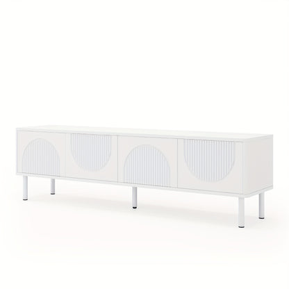 Modern TV Stand Low Profile 180.34cm Wide - Heavy-Duty Metal Construction, Cable Management System, Minimalist Media Console for Living Room, Bedroom, Home Theater - Space-Saving Design, Bedroom Storage Unit, Contemporary Des