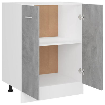 Onderkast – Opbergkast – Kastje – Ladekast – Dressoir – Betongrijs – Hardhout – 60x46x81,5 cm – Industrieel Design