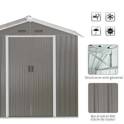 Tuinhuisje – Tuinkast – Berging – Gereedschapsschuur – Tuinberging – Gegalvaniseerd Staal – 2,1 m² Ruimte – Dubbele Schuifdeuren – Ventilatie