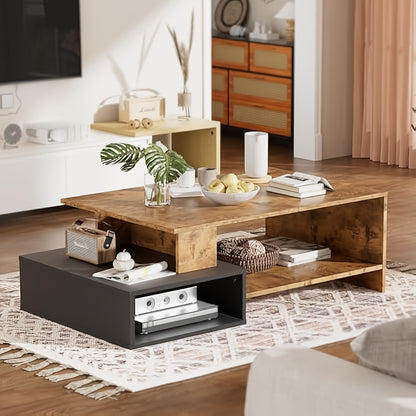 Bijzettafel – Salontafel – Sofa Tafel – Nachtkastje – Banktafel – Hoogwaardig Hout – 105x35x60 cm – Retro Zwart