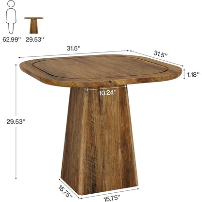 Eettafel Vierkant – Keukentafel – Tafel Voor 2-4 Personen – Bistrotafel – Ontbijttafel – Compact MDF Hout – Zware Pedestal Basis 300kg Draagvermogen