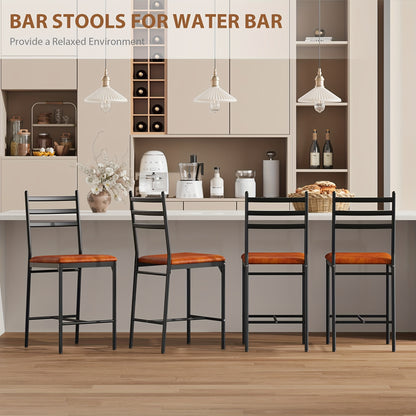 Barkruk – Barstoel – Keukenkruk – Kruk – Barkruk Bruin – Metalen Frame – Kunstleren Zitzitting – Gouden Accenten – Rugleuning – Voetsteun