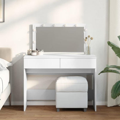 Kaptafel – Make-up Tafel – Cosmeticatafel – Schminktafel – Dressing Table – Wit – Houten Frame – Compact 100x40x120 cm – Geen Elektriciteit Nodig