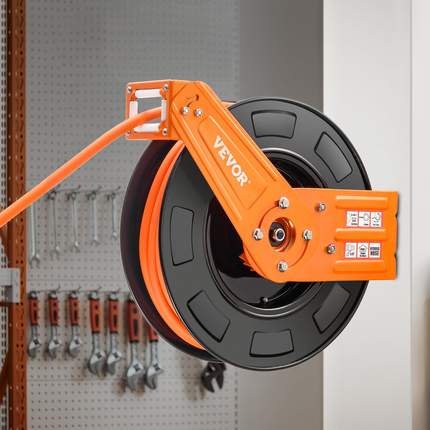 Luchtbandslanghaspel – Luchtslanghaspel – Slanghaspel – Wandslangenbox – Tuinslanghaspel – Automatisch Oprolsysteem – Duurzame 3/8 inch Hybride Slang 65 voet 300 PSI