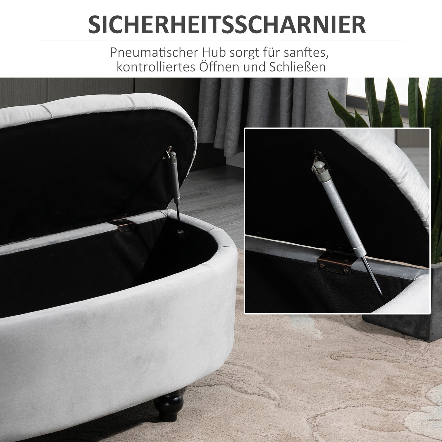 Opbergbank – Zitbank – Opbergkist – Halbank – Opbergbox – Fluweel Bekleed – Rubberen Houten Poten – 120x46x42 cm – Duurzaam en Comfortabel