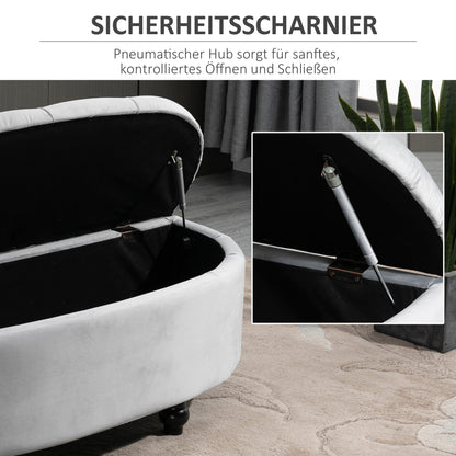 Opbergbank – Zitbank – Opbergkist – Halbank – Opbergbox – Fluweel Bekleed – Rubberen Houten Poten – 120x46x42 cm – Duurzaam en Comfortabel
