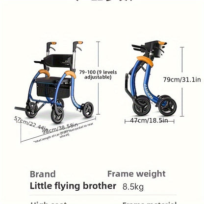Boodschappenkar – Boodschappentrolley – Boodschappenwagen – Winkelwagen – Steekwagen – Inklapbaar Aluminium Frame – Verstelbare Armsteun – Draagvermogen 158,76 kg - QUORE