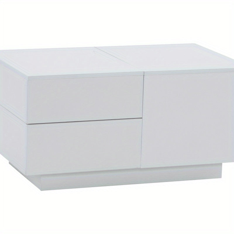 Salontafel – Koffietafel – Tafel – Woonkamertafel – Lounge tafel – Schuifblad – 4 Lades – Modern Wit – Compact 90x55x45 cm