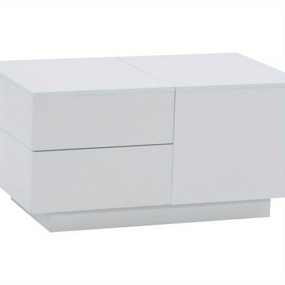 Salontafel – Koffietafel – Tafel – Woonkamertafel – Lounge tafel – Schuifblad – 4 Lades – Modern Wit – Compact 90x55x45 cm