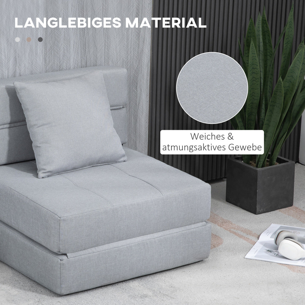 Slaapbank – Sofa Bed – Relaxstoel – Logeerbed – Vouwbank – Handmatig Bediening – Lichtgewicht & Comfortabel – Modern Minimalistisch Grijs