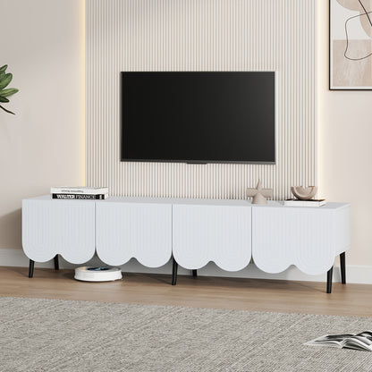 Tv Meubel – Tv Kast – TV Meubel Set – Televisiekast – Witte Moderne Tv Kast – 180x40x45 cm – Geschikt voor TV tot 80 inch – Dubbele Deuren met Kabelbeheer