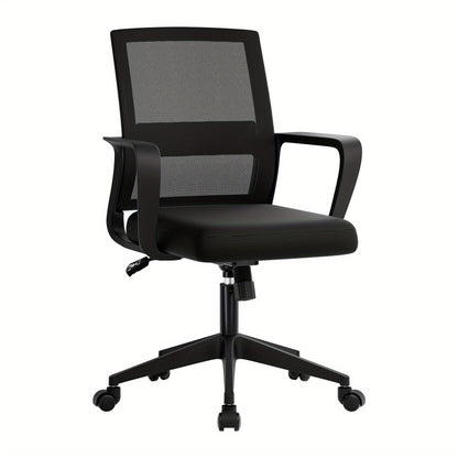 Bureaustoel – Ergonomische Stoel – Office Chair – Computerstoel – Kantoorstoel – Memory Foam Zitting – Verstelbare Lendensteun – 360° Draaibaar – Mesh Rugleuning – Metalen Frame – Zwart