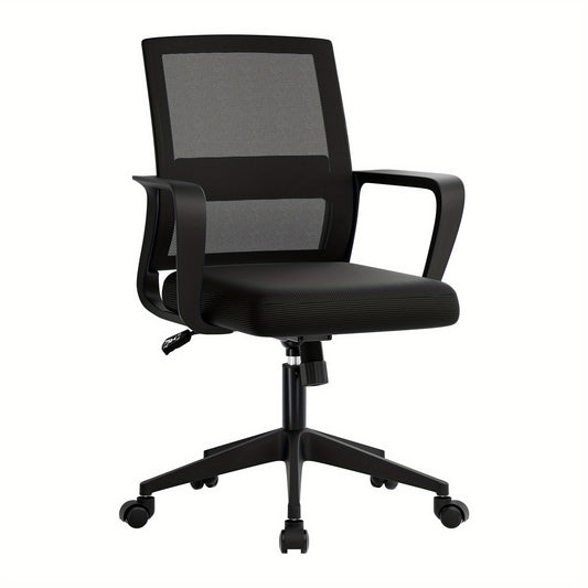Bureaustoel – Ergonomische Stoel – Office Chair – Computerstoel – Kantoorstoel – Memory Foam Zitting – Verstelbare Lendensteun – 360° Draaibaar – Mesh Rugleuning – Metalen Frame – Zwart