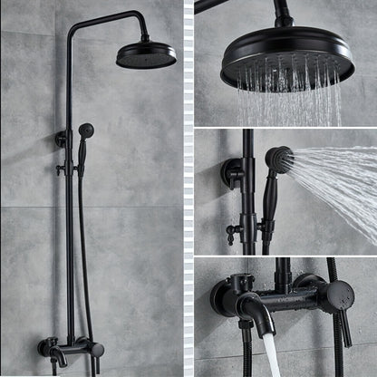Black Adjustable Shower Faucet Set Shower Set Rain Shower Shower System Shower Fitting Wall Mounting Traditional Retro
