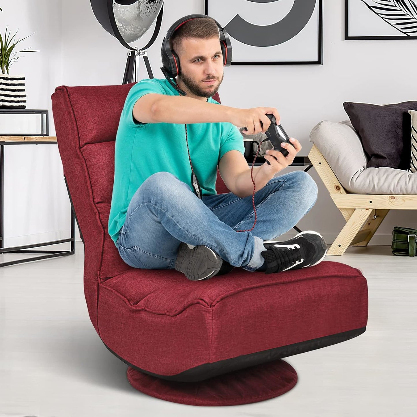 Vloerstoel – Zitzak – Gamingstoel – Loungestoel – Relaxstoel – 360° Draaibaar – 5 Verstelbare Rugleuningen