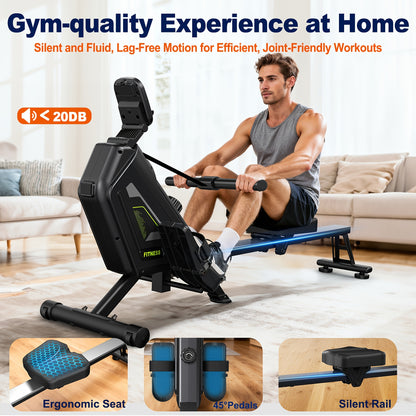 Roeitrainer – Roeimachine – Roeiapparaat – Fitnessapparaat – Full Body Trainer – Magnetische Weerstand 16 Niveaus – Inklapbaar Met 160 kg Belastbaarheid