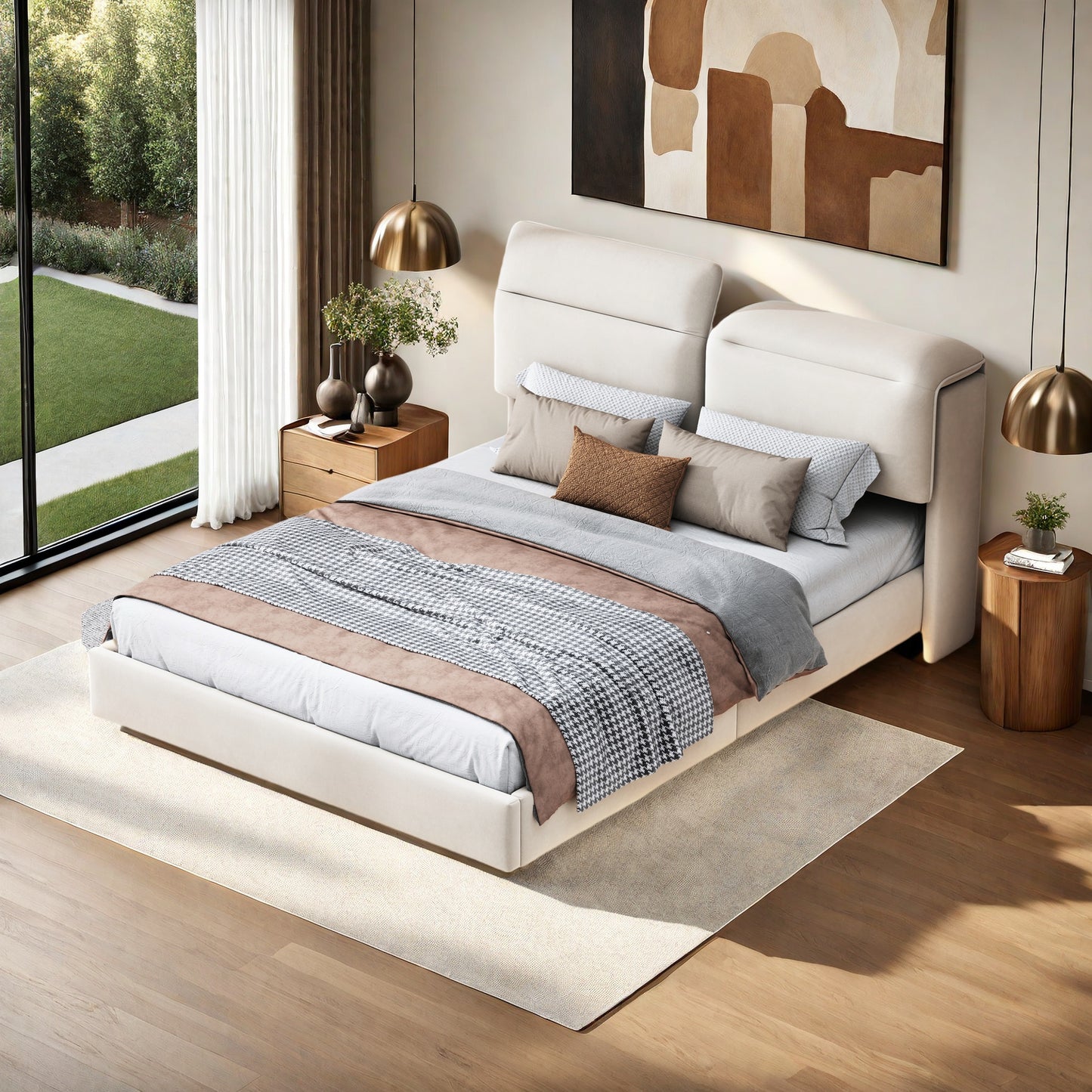 Tweepersoonsbed – Bed – Slaapbank – Opbergbed – Boxspring – 160x200 cm – Fluwelen Hoofdbord – Ingebouwde LED-Verlichting en USB Oplaadpoorten