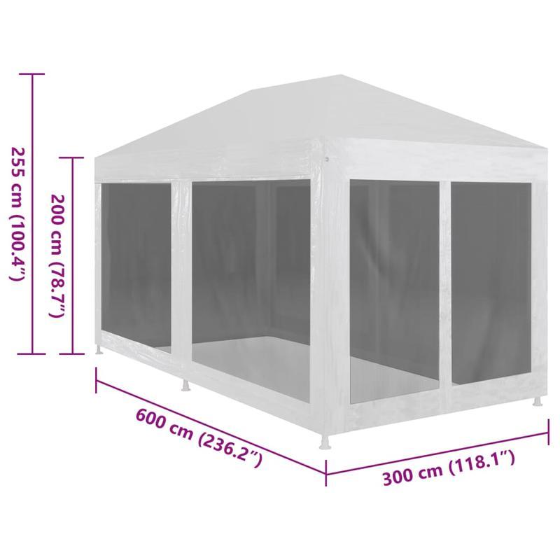 feesttent – partytent – paviljoen – tuintent – eventtent – 6x3m – 6 zijwanden van gaas – stevige kunststof constructie – all-weather bescherming
