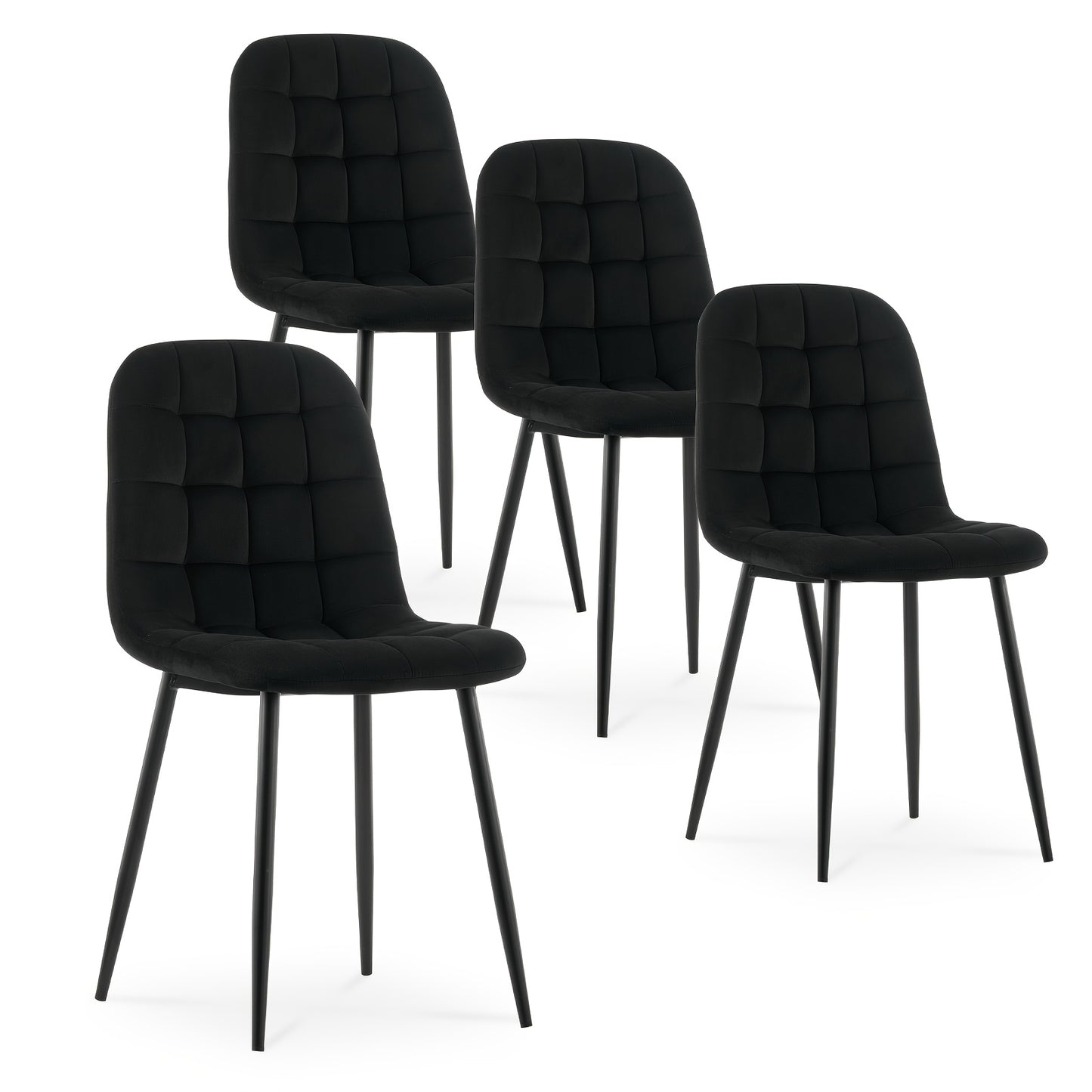 Moderne Eetkamerstoelen – Stoelen, Dining Stoelen, Armloze Stoelen, Velvet Stoelen – Zwart – Velvet Bekleding – Stevige Metalen Poten
