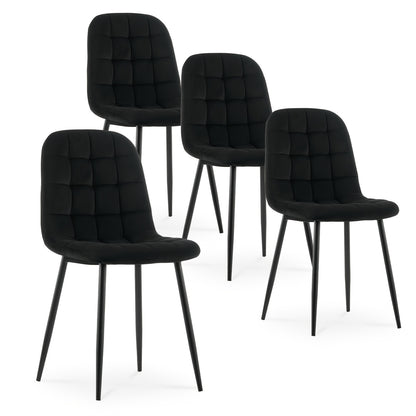 Moderne Eetkamerstoelen – Stoelen, Dining Stoelen, Armloze Stoelen, Velvet Stoelen – Zwart – Velvet Bekleding – Stevige Metalen Poten