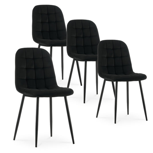 Moderne Eetkamerstoelen – Stoelen, Dining Stoelen, Armloze Stoelen, Velvet Stoelen – Zwart – Velvet Bekleding – Stevige Metalen Poten