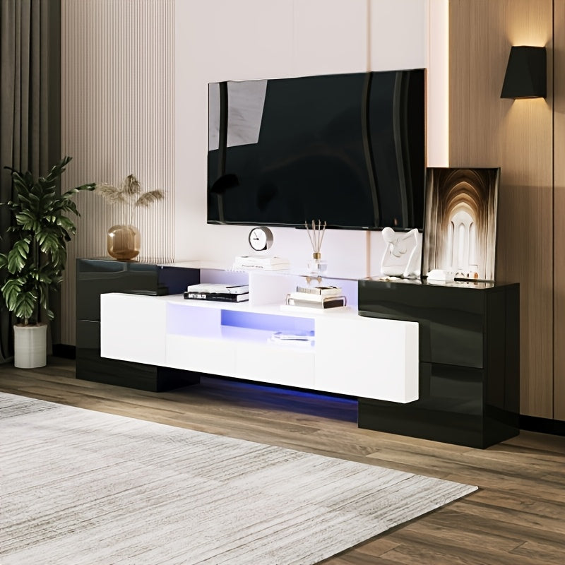 TV-meubel – TV-kast – TV-dressoir – Entertainmentmeubel – TV-standaard – Zwart-Wit Design – Geschikt voor TV tot 165 cm – Ruime Opbergruimte