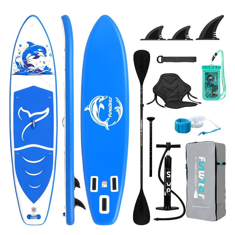 Inflatable Paddleboard – Opblaasbare Sup – Stand Up Paddle – Paddle Board Gonflable – Sup Board – 350x84x15 cm – Draagkracht 180+ kg – Blauw-Wit Delfijnen Design