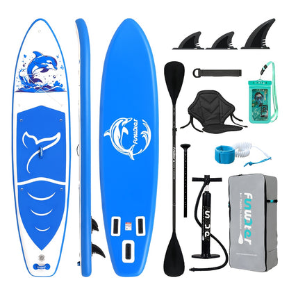 Inflatable Paddleboard – Opblaasbare Sup – Stand Up Paddle – Paddle Board Gonflable – Sup Board – 350x84x15 cm – Draagkracht 180+ kg – Blauw-Wit Delfijnen Design