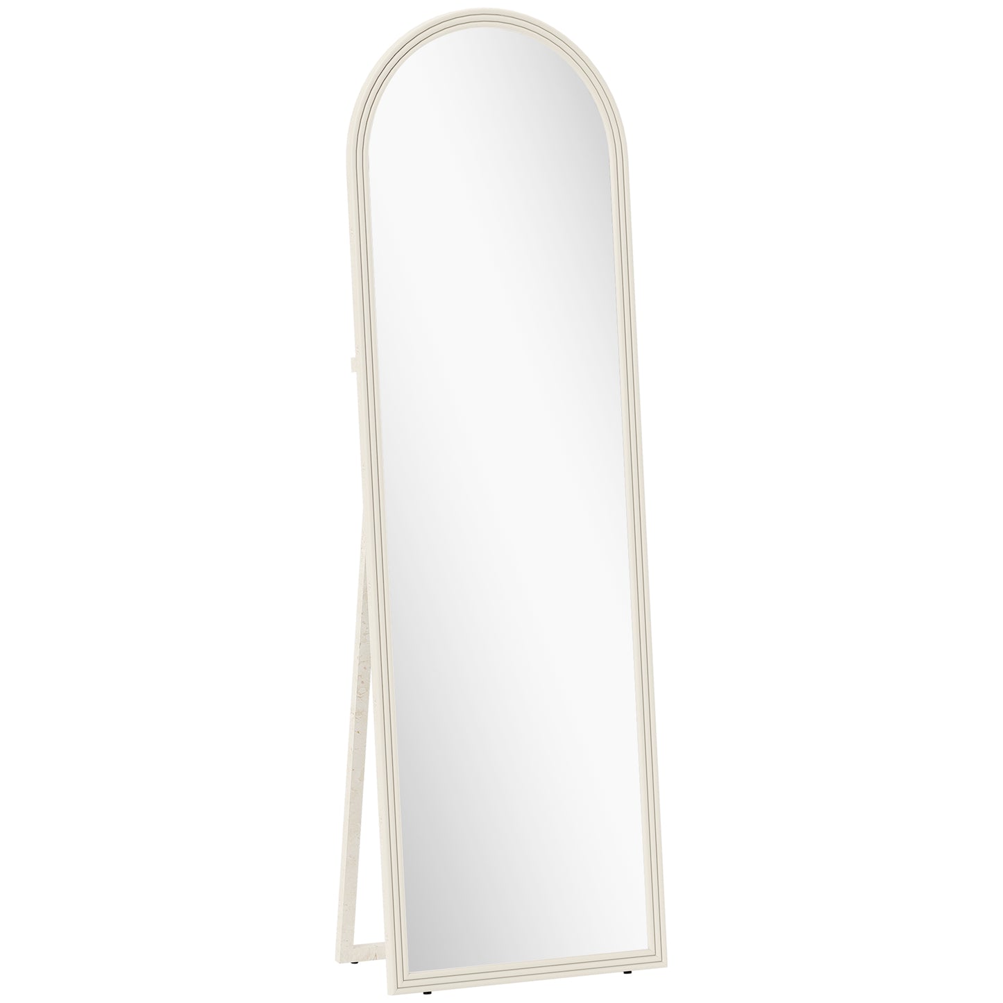 Staande Spiegel – Passpiegel – Vloerspiegel – Wandspiegel – Boogspiegel – Wit Frame – 50x160 cm – Vrijstaande & Ophangbare Full-Length Spiegel