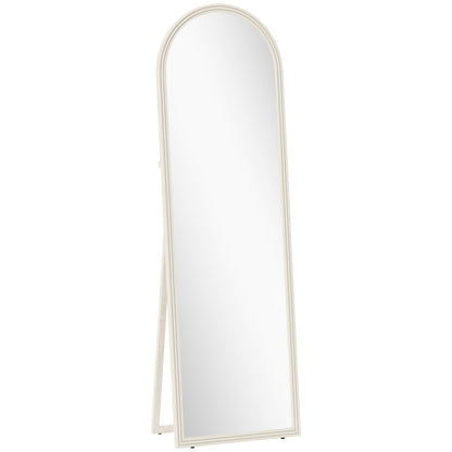 Staande Spiegel – Passpiegel – Vloerspiegel – Wandspiegel – Boogspiegel – Wit Frame – 50x160 cm – Vrijstaande & Ophangbare Full-Length Spiegel