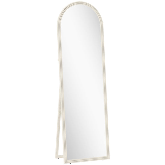 Staande Spiegel – Passpiegel – Vloerspiegel – Wandspiegel – Boogspiegel – Wit Frame – 50x160 cm – Vrijstaande & Ophangbare Full-Length Spiegel