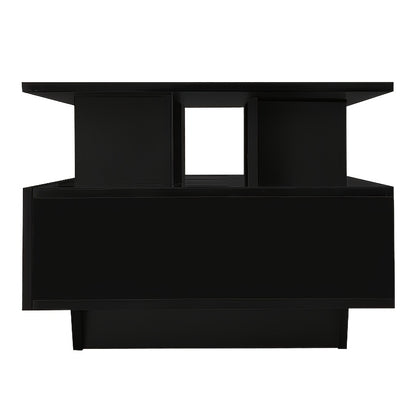 Moderne Salontafel – Bijzettafel – Koffietafel – Tafel Met Laden – Zwarte Hoogglans – 90x55x41 cm – 30 kg Draagvermogen