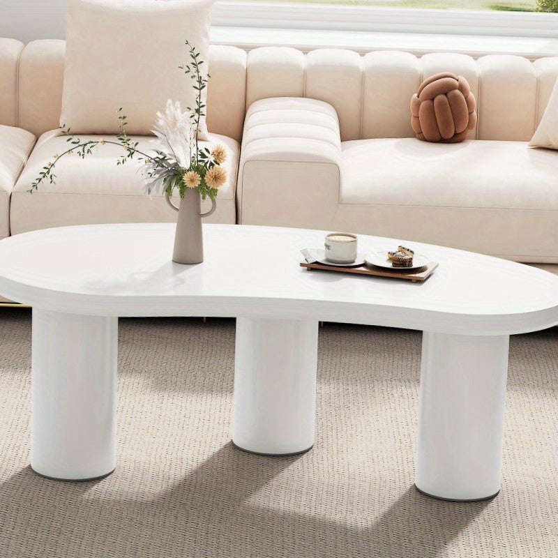 Salontafel – Koffietafel – Bijzettafel – Livingtafel – Woonkamertafel – Halve Maan Vorm – PVC Voet Met Vilten Onderlaag – 107x57x40,5 cm