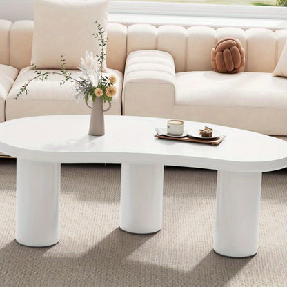 Salontafel – Koffietafel – Bijzettafel – Livingtafel – Woonkamertafel – Halve Maan Vorm – PVC Voet Met Vilten Onderlaag – 107x57x40,5 cm